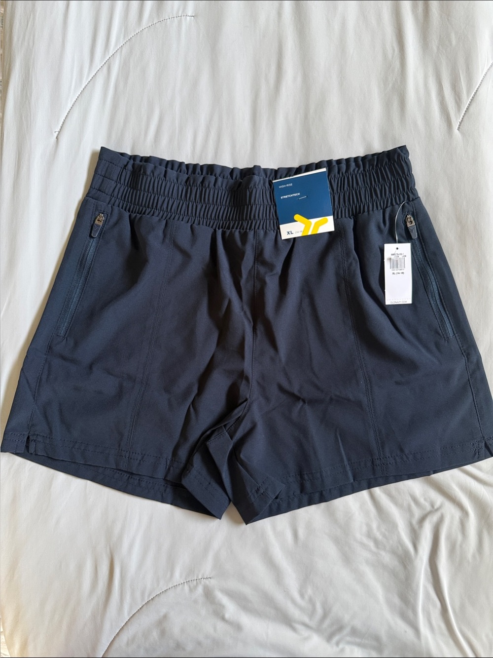 Old Navy Dark Blue Elastic-Waist Active Shorts with Zipper Pockets